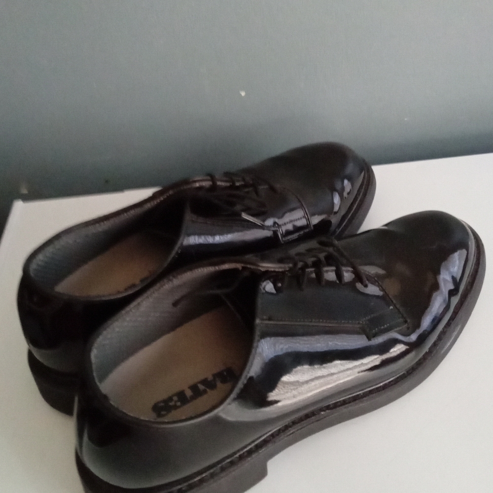 Bates Black Patent‎ Leather Oxford Dress Shoes Men Formal Military Uniform - Picture 3 of 7